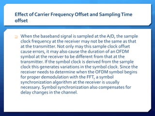Effect of Carrier Frequency Offset and Sampling Time 
offset 
 When the baseband signal is sampled at the A/D, the sample...