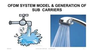 OFDM SYSTEM MODEL & GENERATION OF
SUB CARRIERS
9/9/2015 Course Code :EENG 564 Directed Study 7
 
