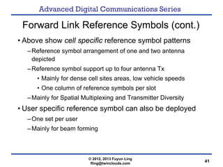 Advanced Digital Communications Series
41
Forward Link Reference Symbols (cont.)
• Above show cell specific reference symb...