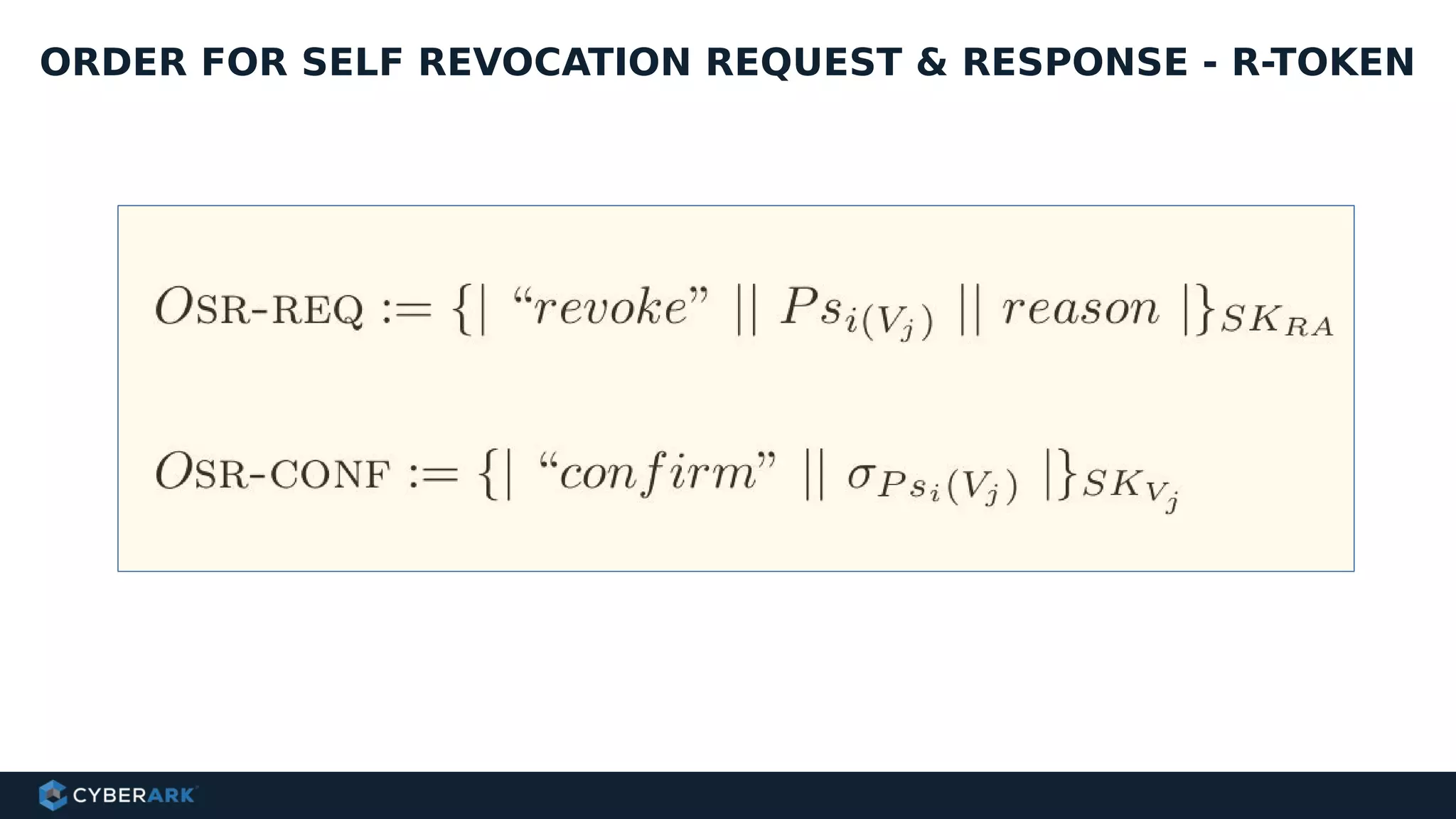 ORDER FOR SELF REVOCATION REQUEST & RESPONSE - R-TOKEN
 