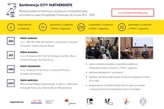 Studentów
EUROREG UW
•	 zebranie wiedzy teoretyków i praktyków współpracy
międzysektorowej w miastach, z Polski i zagranic...