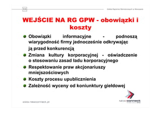 Oferta GPW dla przedsiębiorstw. Główny Rynek GPW i NewConnect