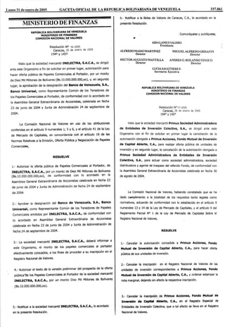 Oferta PúBlica De Papeles Comerciales Al Portador, De Inelectra, S.A.C.A