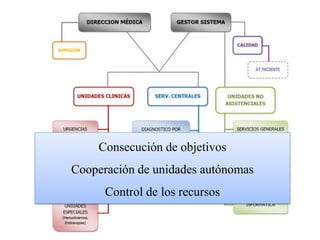 Consecución de objetivos
Cooperación de unidades autónomas
      Control de los recursos
 