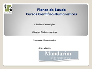 Planos de Estudo
Cursos Cientifico-Humanísticos
Ciências e Tecnologias
Ciências Sócioeconomicas
Línguas e Humanidades
Artes Visuais
 