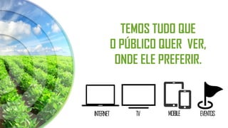 TEMOS TUDO QUE
O PÚBLICO QUER VER,
ONDE ELE PREFERIR.
EVENTOSINTERNET TV MOBILE
 