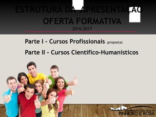 ESTRUTURA DA APRESENTAÇÃO
Parte I - Cursos Profissionais (proposta)
Parte II - Cursos Científico-Humanísticos
OFERTA FORMATIVA
2016-2017
 