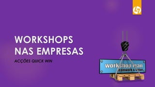 INCIATIVAS DE
CONSULTORIA PRÁTICA
 Iniciativa Círculos de Qualidade – criação de grupos autónomos focalizados
na resolução de problemas específicos;
 Iniciativa Jishuken – criação de uma cultura de melhoria contínua autónoma –
procedimento de abordagem e resolução de problemas;
 Iniciativa TPM (Total Productive Maintenace) – desenvolvimento da TPM
através de equipas multi-disciplinares (operações, qualidade, engenharia e
manutenção);
 Iniciativa Takuetsu-shita e Monodukuri – qualidade e excelência no
desenvolvimento dos postos de trabalho, uniformização e gestão visual.
 Iniciativa SMED – redução de tempos de mudança através da aplicação do
método SMED.
Mais informações: 936.000.079
 