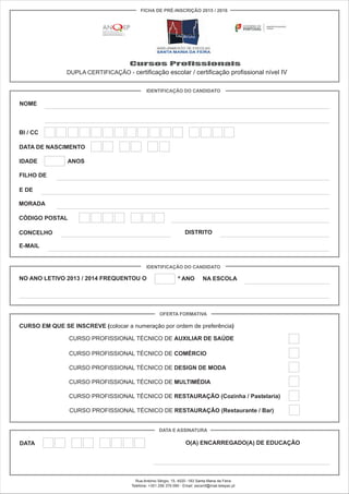 Restauração
Técnico de
Cursos
Profissionais
Plano de formação (em horas)
Atividades fundamentais
Um técnico de Restauração é ...
Um profissional que, no domínio das normas de segurança e
higiene alimentar, planifica, dirige e efetua o serviço de alimentos e
bebidas à mesa e ao balcão, em estabelecimentos de restauração e
bebidas integrados ou não em unidades hoteleiras.
?Verificar e preparar as condições de utilização e limpeza dos equipamentos e utensílios utilizados no serviço de restaurante e bar;
?Efetuar o arranjo da sala de refeições e a preparação dos equipamentos e utensílios do serviço de mesa, de acordo com as caraterísticas do
serviço a executar;
?Assegurar a gestão corrente de aprovisionamento e armazenagem do restaurante, bar e cave do dia;
?Obter informações relativas ao serviço de mesa a efetuar;
?Acolher e atender os clientes, efetuando o serviço de entradas, pratos principais, sobremesas e outros alimentos e o serviço de aperitivos,
águas, vinhos, cafés e outras bebidas em colaboração com as outras secções;
?Efetuar o serviço de bar, atendendo clientes à mesa e ao balcão e servindo bebidas simples ou compostas e pequenas refeições;
?Efetuar a faturação do serviço prestado;
?Efetuar o serviço de mesa e bar em situações especiais:
- estabelecer estratégias de atendimento e animação a partir das informações recolhidas sobre as caraterísticas dos clientes e o tipo de serviço a
prestar;
- executar os diferentes serviços de cafetaria, copa, mesa (à inglesa, à francesa, à americana e à russa) e bar (direto, indireto e misto);
- atender grupos em serviços de buffet, banquetes, cocktails, farewell parties, portos de honra, etc.
?Preparar e executar o serviço de vinhos;
?Preparar e executar o serviço de cozinha de sala (flamejar, trinchar, descascar, entre outros.);
?Colaborar na elaboração de cartas de restaurante, bar e vinhos;
?Prestar informações e sugestões de caráter turístico sobre a localidade, a região, a composição e métodos de confeção das diversas iguarias e
sobre as bebidas;
?Atender e resolver reclamações de clientes, tendo em conta a necessidade de manter um bom clima relacional;
?Implementar normas de auto-controlo e HACCP;
?Pesquisar novas técnicas e tendências de mesa e bar.
Disciplinas 10º ano 11º ano 12º ano Total
Português
Língua Estrangeira
Área de Integração
T I C
Educação Física
Matemática
Economia
Psicologia
Tecnologia Alimentar
Gestão e Controle
Serviços de Restaurante-Bar
Comunicar em Língua Estrangeira
Formação em Contexto de Trabalho
105 110 105 320
75 73 72 220
100 0 0 100
45 50 45 140
72 48 80 200
0101 99 200
45 55 0 100
66 64 0 130
55 42 33 130
252 252 252 756
54 30 0 84
0 200 400 600
75 73
Restauração(Restaurante / Bar)
 