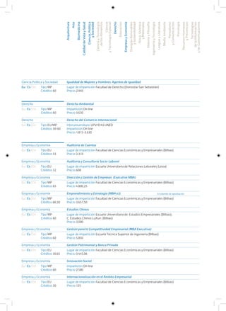 Ciencia Política y Sociedad Igualdad de Mujeres y Hombres. Agentes de Igualdad
Eu I Es I En Lugar de impartición Facultad de Derecho (Donostia-San Sebastián)
Precio 2.940
Tipo MP
Créditos 60
Derecho Derecho Ambiental
Eu I Es I En Impartición On line
Precio 3.630
Tipo MP
Créditos 60
Derecho Derecho del Comercio Internacional
Eu I Es I En Interuniversitario UPV/EHU;UNED
Impartición On line
Precio 1.815-3.630
Tipo EU/MP
Créditos 30-60
Empresa y Economía Auditoría de Cuentas
Eu I Es I En Lugar de impartición Facultad de Ciencias Económicas y Empresariales (Bilbao)
Precio 2.310
Tipo EU
Créditos 33
Empresa y Economía Auditoría y Consultoría Socio-Laboral
Eu I Es I En Lugar de impartición Escuela Universitaria de Relaciones Laborales (Leioa)
Precio 608
Tipo EU
Créditos 32
Empresa y Economía Dirección y Gestión de Empresas (Executive MBA)
Eu I Es I En Lugar de impartición Facultad de Ciencias Económicas y Empresariales (Bilbao)
Precio 4.800,25
Tipo MP
Créditos 65
Empresa y Economía Emprendimiento y Estrategia (MBA e3)
Eu I Es I En Lugar de impartición Facultad de Ciencias Económicas y Empresariales (Bilbao)
Precio 3.657,50
Tipo MP
Créditos 66,50
Empresa y Economía Estudios Chinos
Eu I Es I En Lugar de impartición Escuela Universitaria de Estudios Empresariales (Bilbao);
C. Estudios Chinos LuXun (Bilbao)
Precio 3.000
Tipo MP
Créditos 60
Empresa y Economía Gestión para la Competitividad Empresarial (MBA Executive)
Eu I Es I En Lugar de impartición Escuela Técnica Superior de Ingeniería (Bilbao)
Precio 5.850
Tipo MP
Créditos 60
Empresa y Economía Gestión Patrimonial y Banca Privada
Eu I Es I En Lugar de impartición Facultad de Ciencias Económicas y Empresariales (Bilbao)
Precio 3.445,06
Tipo EU
Créditos 30,65
Empresa y Economía Innovación Social
Eu I Es I En Impartición On line
Precio 2.580
Tipo MP
Créditos 60
Empresa y Economía Internacionalización en el Ámbito Empresarial
Eu I Es I En Lugar de impartición Facultad de Ciencias Económicas y Empresariales (Bilbao)
Precio 135
Tipo EU
Créditos 30
En trámite de aprobación
Arquitectura
Arte
Biomedicina
CalidaddeVidaySalud
Ciencia,Política
ySociedad
CienciayTecnología
delosAlimentos
Ciencia
yTecnologíaEspacial
Derecho
Educación
EmpresayEconomía
EnergíasRenovables
ySostenibilidad
Física,Química
yMateriales
HistoriayFilosofía
IngenieríayTecnología
LenguayLiteratura
MedioAmbiente
Periodismo
yComunicación
Psicología
RecursosHumanos
yPrevención
Tecnologías
delaInformación
ylasComunicaciones
 