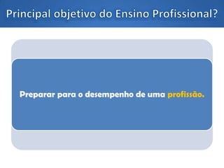 Preparar para o desempenho de uma profissão.
 