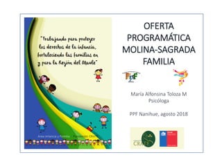 OFERTA
PROGRAMÁTICA
MOLINA-SAGRADA
FAMILIA
María Alfonsina Toloza M
Psicóloga
PPF Nanihue, agosto 2018
 