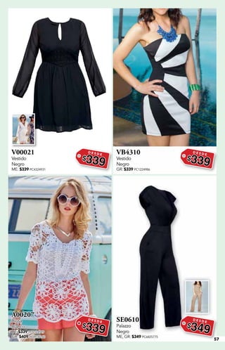 57
V00021
Vestido
Negro
ME: $339 PC4324931
D E S D E
$339
VB4310
Vestido
Negro
GR: $339 PC1224986
D E S D E
$339
A00207
Blusa
Blanco
UT: $339 PC0124949
GR: $409 PC8930160
D E S D E
$339
SE0610
Palazzo
Negro
ME, GR: $349 PC6825775
D E S D E
$349
 