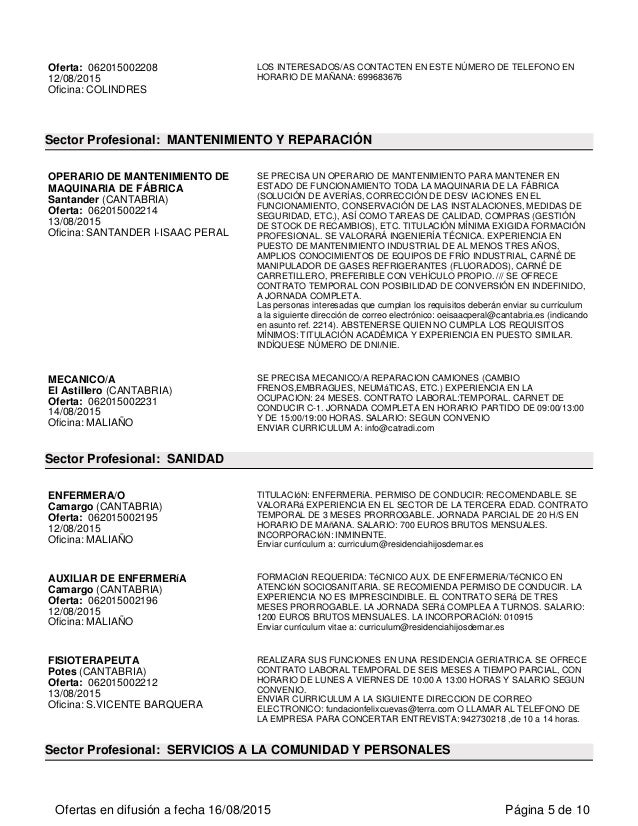 oficina de empleo de colindres ofertas del servicio de empleo en cantabria oficina de empleo de colindres ofertas del servicio de empleo en cantabria