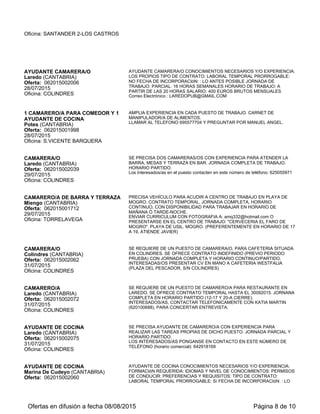 Avilés (ASTURIAS)
Oferta: 032015002730
12/08/2015
Oficina: OVIEDO GRAL. ELORZA
PRIMARIA. <BR/>PREPARACIÓN DE LAS CLASES. <BR/> SEGUIMIENTO DEL
ALUMNADO. <BR/> <B> REQUISITOS:</B> <BR/> TITULO DE TRINITY,
CAMBRIDGE O ESCUELA DE IDIOMAS. <BR/> EXPERIENCIA TRABAJANDO
CON NIÑOS/AS. <BR/> CARNET B Y VEHICULO PROPIO. <BR/> CONDICIONES
LABORALES: <BR/> CONTRATO LABORAL TEMPORAL DE 9 MESES DE
DURACIÓN. JORNADA PARCIAL EN HORARIO DE TARDES. SALARIO SEGÚN
CONVENIO DE FORMACIÓN NO REGLADA.
INTERESADOS/AS EN LA OFERTA ENVIAR C.V. A: RRHH@OFINET.AS EN EL
ASUNTO ESPECIFICAR INGLÉS Y LA LOCALIDAD.
MONITOR/A MANUALIDADES (REF.
2737)
Langreo (ASTURIAS)
Oferta: 032015002737
12/08/2015
Oficina: OVIEDO GRAL. ELORZA
<B>FUNCIONES:</B> <BR/>PROGRAMAR Y PREPARAR ACTIVIDADES
EXTRAESCOLARES DE MANUALIDADES, DIRIGIDAS A NIÑOS DE INFANTIL Y
PRIMARIA. <BR/>IMPARTIR LAS MISMAS Y MOTIVAR AL ALUMNADO.
<BR/>REALIZAR EL SEGUIMIENTO Y CONTROL DE LOS PARTICIPANTES.
****<BR/><B>REQUISITOS:</B> <BR/>EXPERIENCIA EN TRABAJO CON NIÑOS
Y COMO MONITOR O PROFESOR DE MANUALIDADES. <BR/>TÍTULO DE
BACHILLERATO O SUPERIOR. <BR/>SE VALORARÁ NIVEL DE INGLÉS.
<BR/>PERMISO DE CONDUCIR Y VEHÍCULO PROPIO. <BR/>CON
DISPONIBILIDAD DE HORARIO Y MOVILIDAD. ****
<BR/><B>CONDICIONES:</B> CONTRATO LABORAL TEMPORAL. DURACIÓN 9
MESES. FECHA DE INCORPORACIÓN EL 1/10/2015. JORNADA A TIEMPO
PARCIAL, EN HORARIO DE TARDES. SALARIO SEGÚN CONVENIO DE
FORMACIÓN NO REGLADA.
PERSONAS INTERESADAS, ENVIAR C. VÍTAE A: <B>RRHH@OFINET.AS.</B>
IMPORTANTE ESPECIFICAR EL PUESTO DE TRABAJO Y LA ZONA.
MONITOR/A DE PSICOMOTRICIDAD
(REF:2741)
Gijón (ASTURIAS)
Oferta: 032015002741
12/08/2015
Oficina: OVIEDO GRAL. ELORZA
<B> FUNCIONES: </B> <BR/>MONITOR DE PSICOMOTRICIDAD PARA
ACTIVIDADES EXTRAESCOLARES A NIÑOS/AS. <BR/> PREPARACIÓN DEL
CONTENIDO DE LAS CLASES. <BR/> SEGUIMIENTO DE LOS PARTICIPANTES.
<BR/> <B> REQUISITOS: </B> <BR/> EXPERIENCIA TRABAJANDO CON NIÑOS.
CONOCIMIENTOS DE PISCOMOTRICIDAD. <BR/> SE VALORAN
CONOCIMIENTOS DE INGLÉS. <BR/>CARNET B Y VEHÍCULO PROPIO. <BR/>
<B> CONDICIONES LABORALES: </B> <BR/> CONTRATO LABORAL
TEMPORAL DE 9 MESES DE DURACIÓN. JORNADA PARCIAL POR LAS
TARDES. SALARIO SEGÚN CONVENIO DE FORMACIÓN NO REGLADA.
INTERESADOS/AS EN LA OFERTA ENVIAR C.V. A: RRHH@OFINET.AS EN EL
ASUNTO PONER "PSICOMOTRICIDAD GIJÓN"
Sector Profesional: EDIFICACIÓN Y OBRAS PÚBLICAS
INGENIERO SUPERIOR DE CAMINOS /
MINAS (REF.2395)
Oviedo (ASTURIAS)
Oferta: 032015002395
21/07/2015
Oficina: OVIEDO-ZUBILLAGA
FUNCIONES: ESTUDIOS DE OBRAS DE CONSTRUCCIÓN, CONTROL DE
COSTES. SUPERVISIÓN DE OBRAS. REQUISITOS: INGENIERÍA SUPERIOR DE
CAMINOS O MINAS. CONOCIMIENTOS DE PRESTO, PROYECT Y CIPE.
EXPERIENCIA DE AL MENOS 5 AÑOS EN PUESTO SIMILAR. CONOCIMIENTOS
DE INGLÉS. CONDICIONES: CONTRATO INDEFINIDO. JORNADA COMPLETA.
HORARIO: DE 8,30 A 14 Y DE 16 A 18,30 HORAS. SALARIO: SEGÚN CONVENIO
DE INGENIERÍAS Y OFICINAS DE ESTUDIOS TÉCNICOS.
ENVIAR CURRICULUM VITAE A ingcon0715@gmail.com
MONTADOR/A DE PLADUR PARA
FRANCIA (REF. 2610)
Gijón (ASTURIAS)
Oferta: 032015002610
04/08/2015
Oficina: GIJÓN - MONTEVIL
EMPRESA ESPAÑOLA NECESITA CUBRIR DOS PUESTOS DE MONTADOR DE
PLADUR PARA FRANCIA<BR/><B>***FUNCIONES</B>- MONTAJE DE
ESTRUCTURA METÁLICA<BR/>- COLOCACIÓN DE LAS PLACAS DE PLADUR
SOBRE LA ESTRUCTURA<BR/>- ENCINTADO, MASILLADO Y
LIJADO<BR/><B>***REQUISITOS</B>- 10 AÑOS DE EXPERIENCIA
DEMOSTRABLE EN EL PUESTO.- PREVENCIÓN DE RIESGOS LABORALES -
TPC.- TARJETA SANITARIA EUROPEA.- VALORABLE POSEER
RECONOCIMIENTO MÉDICO EN EL ÚLTIMO AÑO.- SE HA DE TENER LA
DOCUMENTACIÓN EN REGLA PARA PODER TRABAJAR EN LA COMUNIDAD
EUROPEA<BR/><B>***CONDICIONES</B>- CONTRATO: LABORAL TEMPORAL,
POR OBRA.- JORNADA: COMPLETA, DE LUNES A VIERNES.- HORARIO: DE 8 A
17 H, CON PARADA PARA LA COMIDA.- SALARIO: SEGÚN CONVENIO DE
CONSTRUCCIÓN.- INCORPORACIÓN INMEDIATA
LAS PERSONAS INTERESADAS EN ESTA OFERTA, QUE CUMPLAN LOS
REQUISITOS, ENVIAR C.V., EN FORMATO <B>WORD O PDF</B>, A LA
Ofertas en difusión a fecha 16/08/2015 Página 8 de 29
 