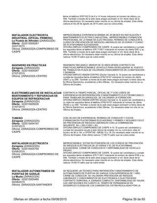 (SEGUROS Y PRODUCTOS
FINANCIEROS) CONTRATO MERCANTIL
Zaragoza (ZARAGOZA)
Oferta: 022014006985
17/07/2015
Oficina: ZARAGOZA-RANILLAS
FORMACIÓN A CARGO DE LA EMPRESA. CONTRATO MERCANTIL, ALTA
COMO AUTÓNOMO. LOS PUESTOS SON PARA LOCALIDADES DE ZARAGOZA,
HUESCA, BARBASTRO, CALATAYUD, EL BURGO DE EBRO, MALLÉN, ALCAÑIL,
TERUEL. PARA MAPFRE. POR FAVOR, ANTES DE SOLICITAR PARTICIPAR EN
ESTA OFERTA ASEGÚRESE DE QUE LOS DATOS CODIFICADOS EN SU
DEMANDA DE EMPLEO COINCIDAN CON LOS REQUISITOS DEL PERFIL DE
ESTE PUESTO. SÓLO SE TENDRÁN EN CUENTA LAS CANDIDATURAS QUE SE
AJUSTEN AL PERFIL QUE BUSCA LA EMPRESA.
INAEM ESPACIO EMPRESAS, si quiere ser candidato/a y cumple los requisitos
llame al teléfono 976716219 de 9 a 14 horas indicando el número de oferta y su
DNI. También a través de la web www.aragon.es/inaem si Vd. tiene clave de la
oficina electrónica. Es necesario estar inscrito en su oficina de empleo. Esta oferta
caduca el día 7 de septiembre de 2015 salvo que se cubra antes
AGENTES DE SEGUROS
Zaragoza (ZARAGOZA)
Oferta: 022015006550
04/09/2015
Oficina: ZARAGOZA-PARQUE DE LA
MEMORIA
IMPRESCINDIBLE EXPERIENCIA COMERCIAL Y ESTUDIOS MINIMOS A NIVEL
DE SECUNDARIA. SE OFRECE CONTRATO MERCANTIL CON INCENTIVO
MENSUAL.
OFICINA EMPLEO PARQUE DE LA MEMORIA (C/Royo Villanova 1). Si quiere ser
candidato/a y cumple los requisitos envíe su curriculum vitae a
ofertas.parquememoria@aragon.es indicando en asunto el número de oferta y su
DNI. También a través de la web www.aragon.es/inaem si Vd. tiene clave en la
oficina electrónica. Es necesario estar inscrito en su oficina de empleo. Esta oferta
caduca el 30 de Septiembre salvo que se cubra antes.
Sector Profesional: SERVICIOS A LA COMUNIDAD Y PERSONALES
PELUQUERO UNISEX
Fraga (HUESCA)
Oferta: 022014007103
03/12/2014
Oficina: FRAGA
OFERTA DE EMPLEO DE PELUQUERO UNISEX PARA UNA PELUQUERíA DE
FRAGA. OFRECE: JORNADA COMPLETA, SUELDO CONVENIO, CONTRATO DE
LARGA DURACIóN.
OFICINA EMPLEO FRAGA - Ref.7103. Si quiere ser candidato/a y cumple los
requisitos, solicite la oferta a través de la oficina electrónica del INAEM
(www.inaem.aragon.es). Es necesario estar inscrito en su oficina de empleo. Esta
oferta caduca en la fecha indicada salvo que se cubra antes.
PELUQUERO/A UNISEX A TIEMPO
PARCIAL
Fraga (HUESCA)
Oferta: 022015002612
21/04/2015
Oficina: FRAGA
OFERTA PARA TRABAJAR EN FRAGA A TIEMPO PARCIAL. SE TRABAJA DE
LUNES A SáBADO POR LAS TARDES. JORNADA PARCIAL, SUELDO
CONVENIO, CONTRATO TEMPORAL.
OFICINA EMPLEO FRAGA - Ref.2612. Si quiere ser candidato/a y cumple los
requisitos, solicite la oferta a través de la oficina electrónica del INAEM
(www.inaem.aragon.es). Es necesario estar inscrito en su oficina de empleo. Esta
oferta caduca en la fecha indicada salvo que se cubra antes.
MONITORES DE PILATES
Huesca (HUESCA)
Oferta: 022015003889
04/06/2015
Oficina: HUESCA
SE NECESITA CUBRIR UN PUESTO.---- CONDICIONES: CONTRATO
TEMPORAL CON POSIBILIDAD DE CONVERSIÓN A INDEFINIDO. JORNADA
PARCIAL DE 20H SEMANALES. HORARIO DE 17 A 21 H. DE LUNES A VIERNES.
SALARIO SOBRE 600 € NETOS. ---- REQUISITOS: EXPERIENCIA O
FORMACIÓN EN PILATES.
Enviar currículum a la Oficina de empleo de Huesca: inaem.oehuesca@aragon.es,
indicando en el asunto su número de DNI y la referencia 3889 (sólo se atenderán los
CV que lo reflejen de este modo). Desde la oficina de empleo remitiremos a la
empresa el currículum de los candidatos que cumplan los requisitos. Después será
la entidad la que decida a quién cita para entrevista. --- Abstenerse si no cumple los
requisitos solicitados por la empresa. --- Si es candidato adecuado se le informará
en el plazo de una semana.
PELUQUEROS UNISEX AYUDANTES
Zaragoza (ZARAGOZA)
Oferta: 022015003272
08/06/2015
Oficina: ZARAGOZA-RANILLAS
CON 3 AÑOS DE EXPERIENCIA EN PELUQUERÍA UNISEX O CON FORMACIÓN
PROFESIONAL EN RAMA PELUQUERÍA. SE OFRECE JORNADA PARCIAL DE
15 HORAS SEMANALES. LAS LIMITACIONES EN CUANTO AL TIEMPO DE
PERMANENCIA EN DESEMPLEO O EDAD DE LOS CANDIDATOS, ESTÁN
REGULADAS POR LA NORMATIVA DE CONTRATACIÓN ACOGIDA A MEDIDAS
DE FOMENTO DE EMPLEO. ANTES DE SOLICITAR PARTICIPAR EN ESTA
OFERTA ASEGÚRESE DE QUE LOS DATOS CODIFICADOS EN SU DEMANDA
DE EMPLEO COINCIDAN CON LOS REQUISITOS DEL PERFIL DE ESTE
Ofertas en difusión a fecha 06/09/2015 Página 39 de 63
 