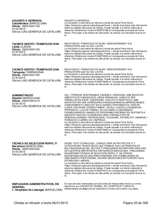 oficina de treball sant feliu de llobregat ofertes 24 gener oficina de treball sant feliu de llobregat ofertes 24 gener