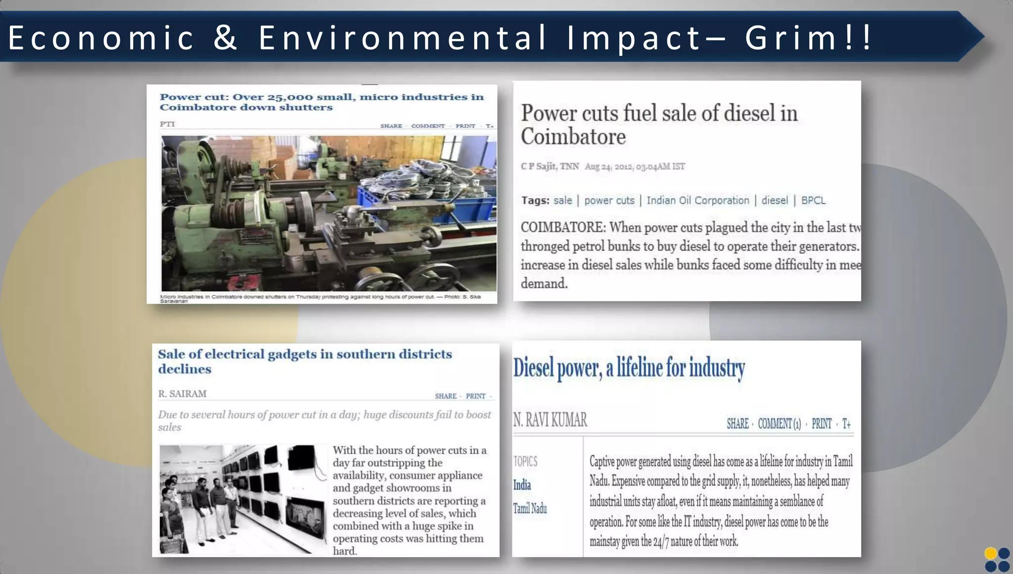 Eco no mic & E nviro nmenta l Impa ct – Grim!!
 