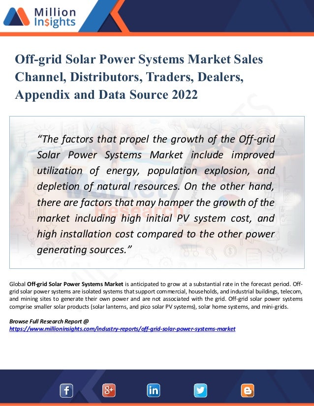 Off Grid Solar Power Systems Market Forecast To 2022 With