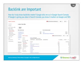 Backlink are Important
How do I truly know backlinks matter? Google tells me so in Google Search Console.
If Google is giv...