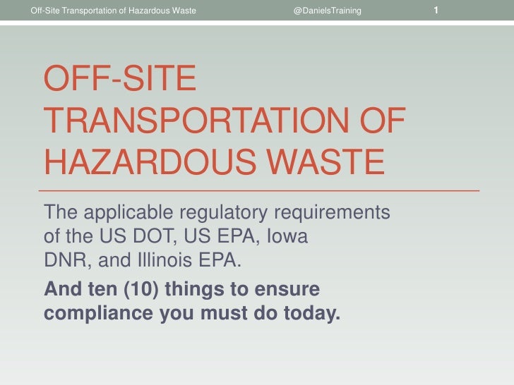 Off Site Shipments Of Hazardous Waste
