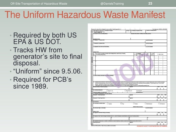 Off Site Shipments of Hazardous Waste