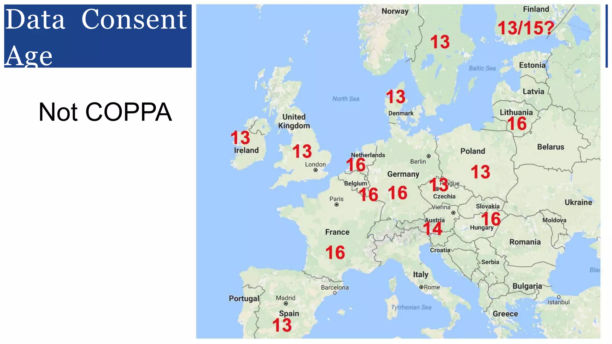 Not COPPA
Data Consent
Age
 