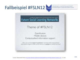 Fallbeispiel #FSLN12




                                                                                                                                              (14)
   I. Buchem, Mediendidaktik #FSLN12, http://www.slideshare.net/ibuchem/mediendidaktik-fsln12?ref=http://ibuchem.wordpress.com/ , 12.7.2012
 