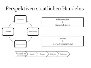 Perspektiven staatlichen HandelnsSelber machen &KannibalisierenAndere & Gov 2.0 underground