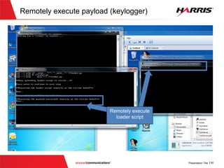 Exploiting the Smash (Step 3)
3) Execute the payload remotely, which in this
instance is a keylogger
(NEXT SLIDE)
 