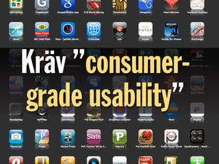 Kräv ”consumer-
grade usability”
 