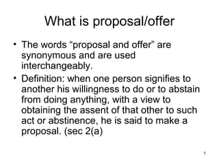 difference between offer and proposal in law