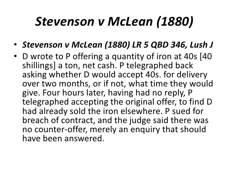 ️ Stevenson v mclean 1880. Stevenson v McLean 1880. 20190302