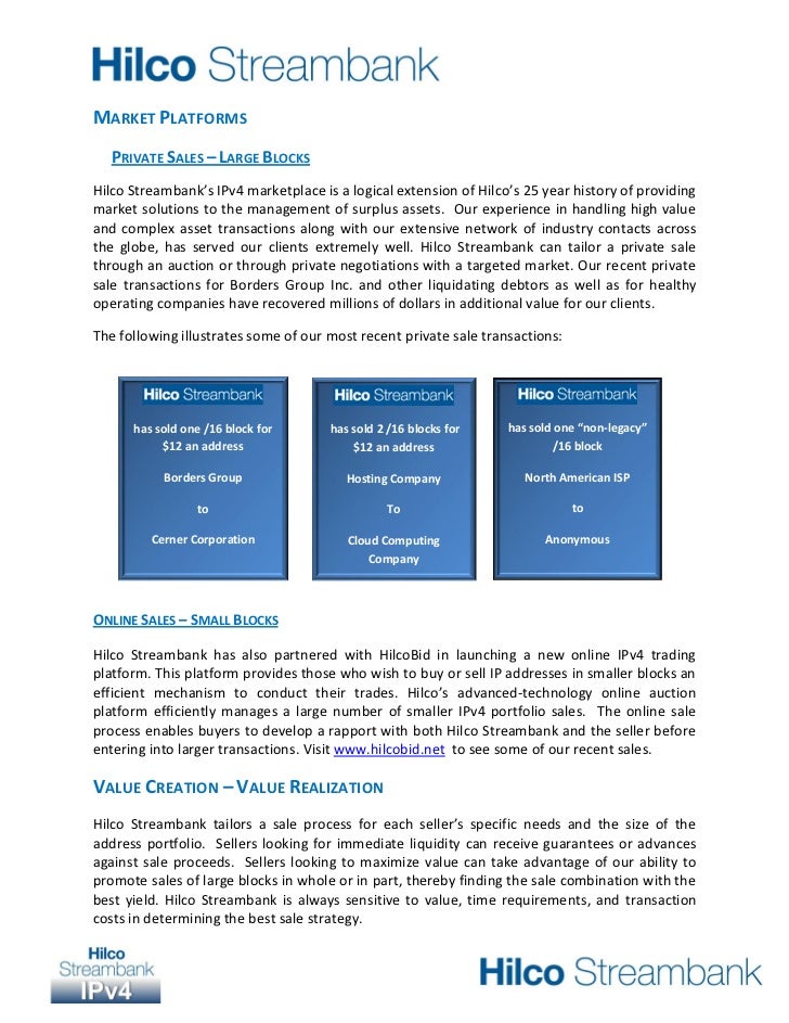 IPv4 Address Marketplace Slide 2