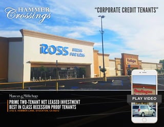 PRIME TWO-TENANT NET LEASED INVESTMENT
BEST IN CLASS RECESSION PROOF TENANTS3702 E. HAMMER LANE, STOCKTON, CA 95212
PLAY VIDEO
HAMMER
Crossings “CORPORATE CREDIT TENANTS”
 