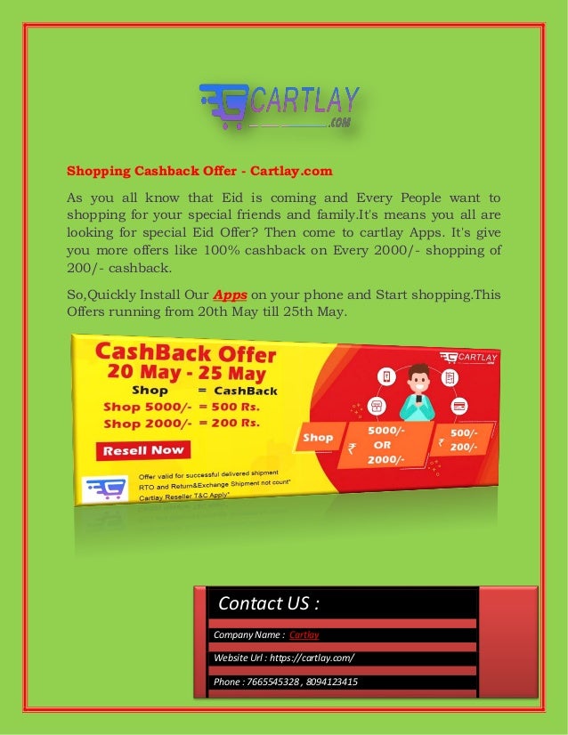 Shopping Cashback Offer Cartlay Com - 