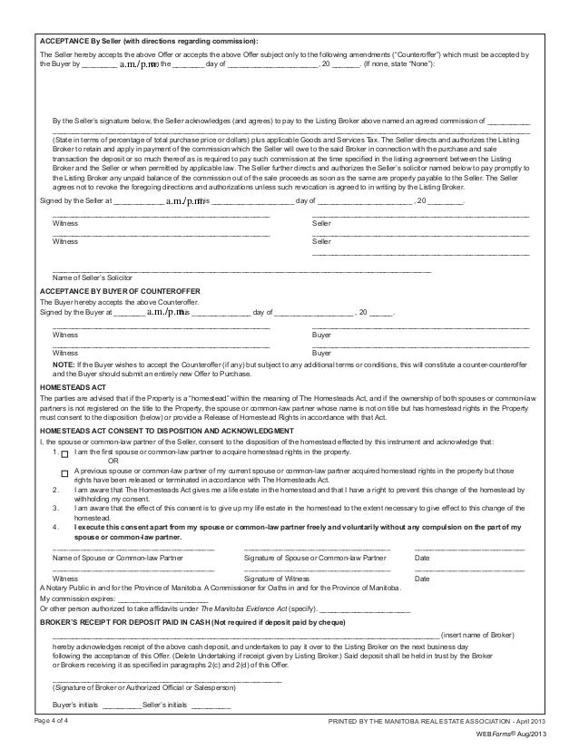 Winnipeg Residential Offer to Purchase Form