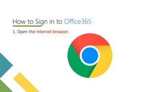 1. Open the Internet browser.
How to Sign in to Office365
 