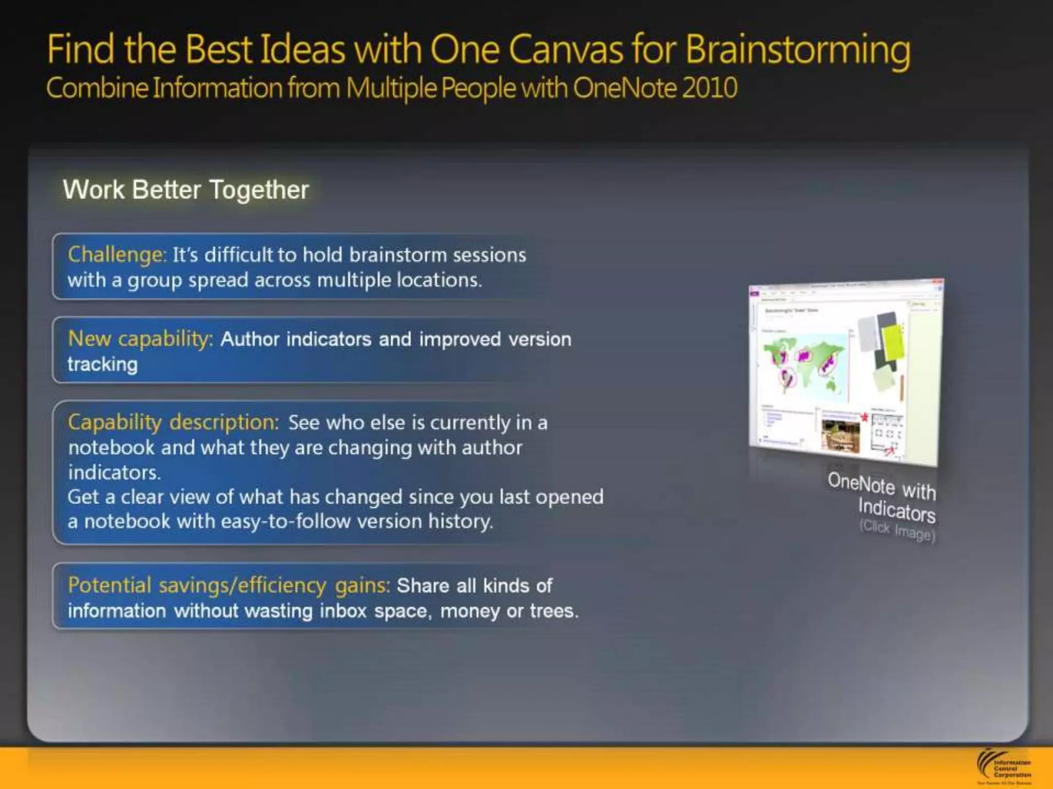 Find the Best Ideas with One Canvas for Brainstorming Combine Information from Multiple People with OneNote 2010