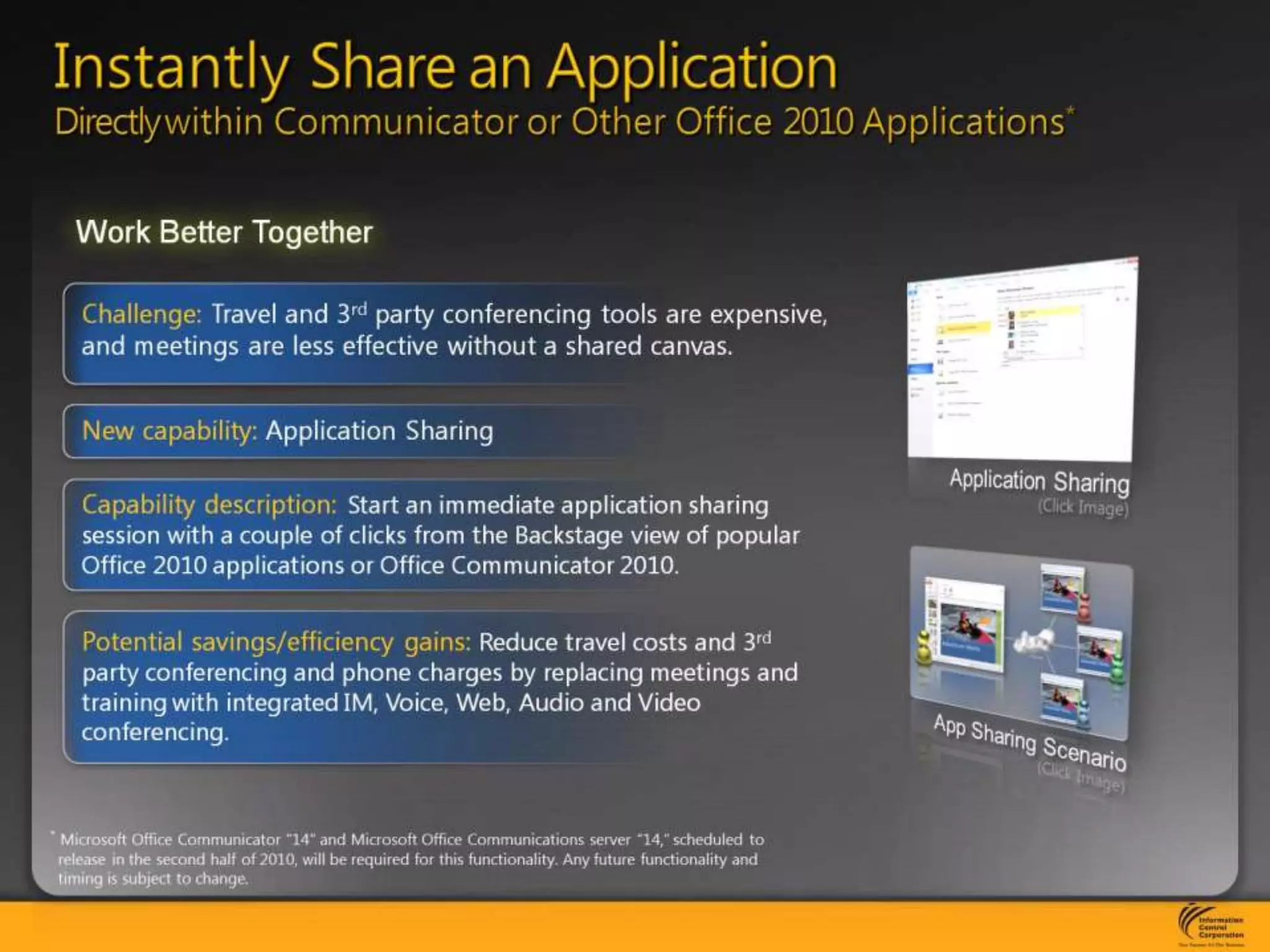 Instantly Share an ApplicationDirectly within Communicator or Other Office 2010 Applications*