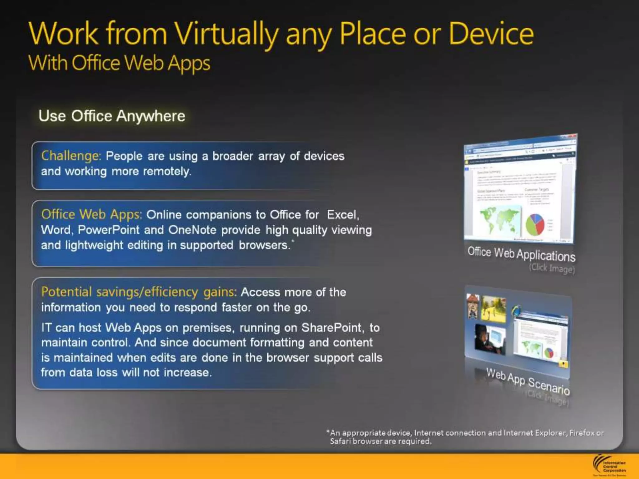 Work from Virtually any Place or DeviceWith Office Web Apps