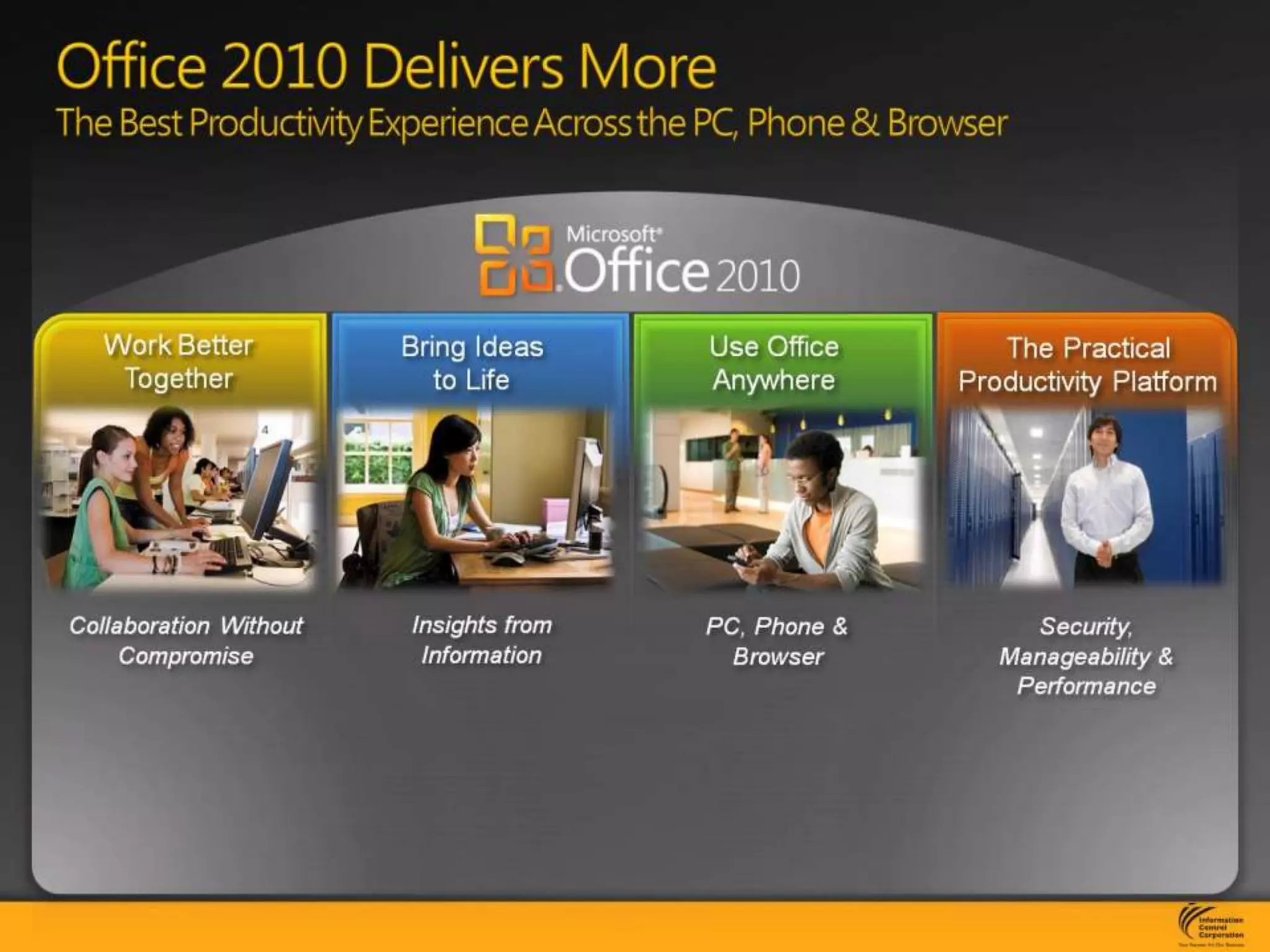 Office 2010 Delivers MoreThe Best Productivity Experience Across the PC, Phone & Browser