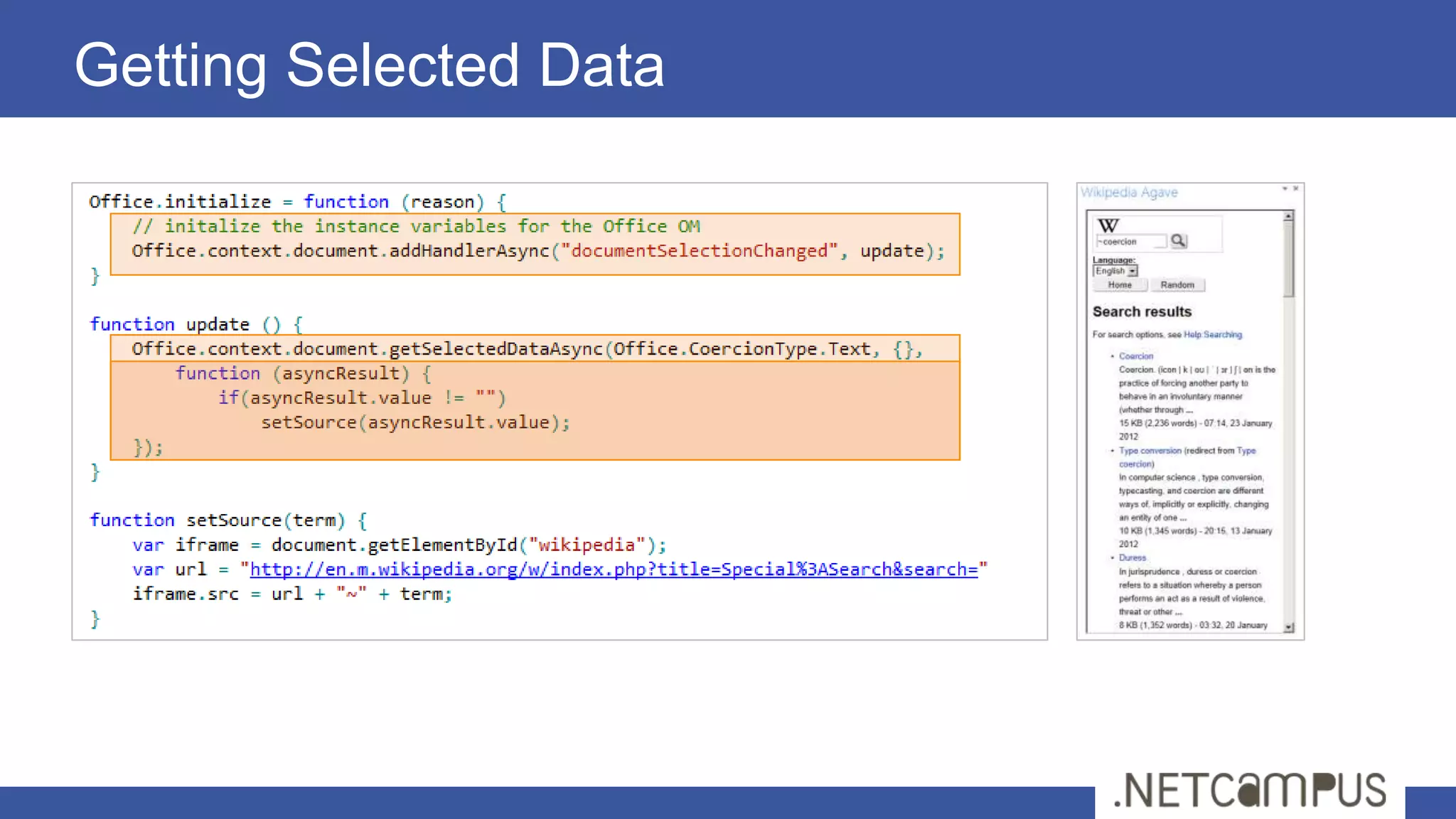Getting Selected Data
 
