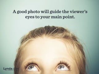 A good photo will guide the viewer’s
eyes to your main point.
 