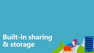 Built-in sharing
& storage
 