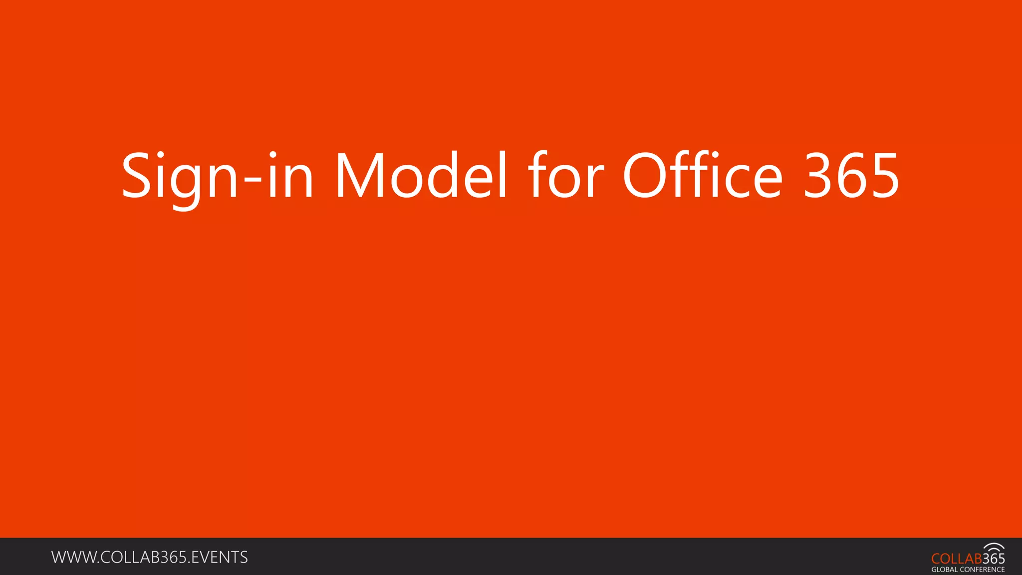 WWW.COLLAB365.EVENTS
Sign-in Model for Office 365
 