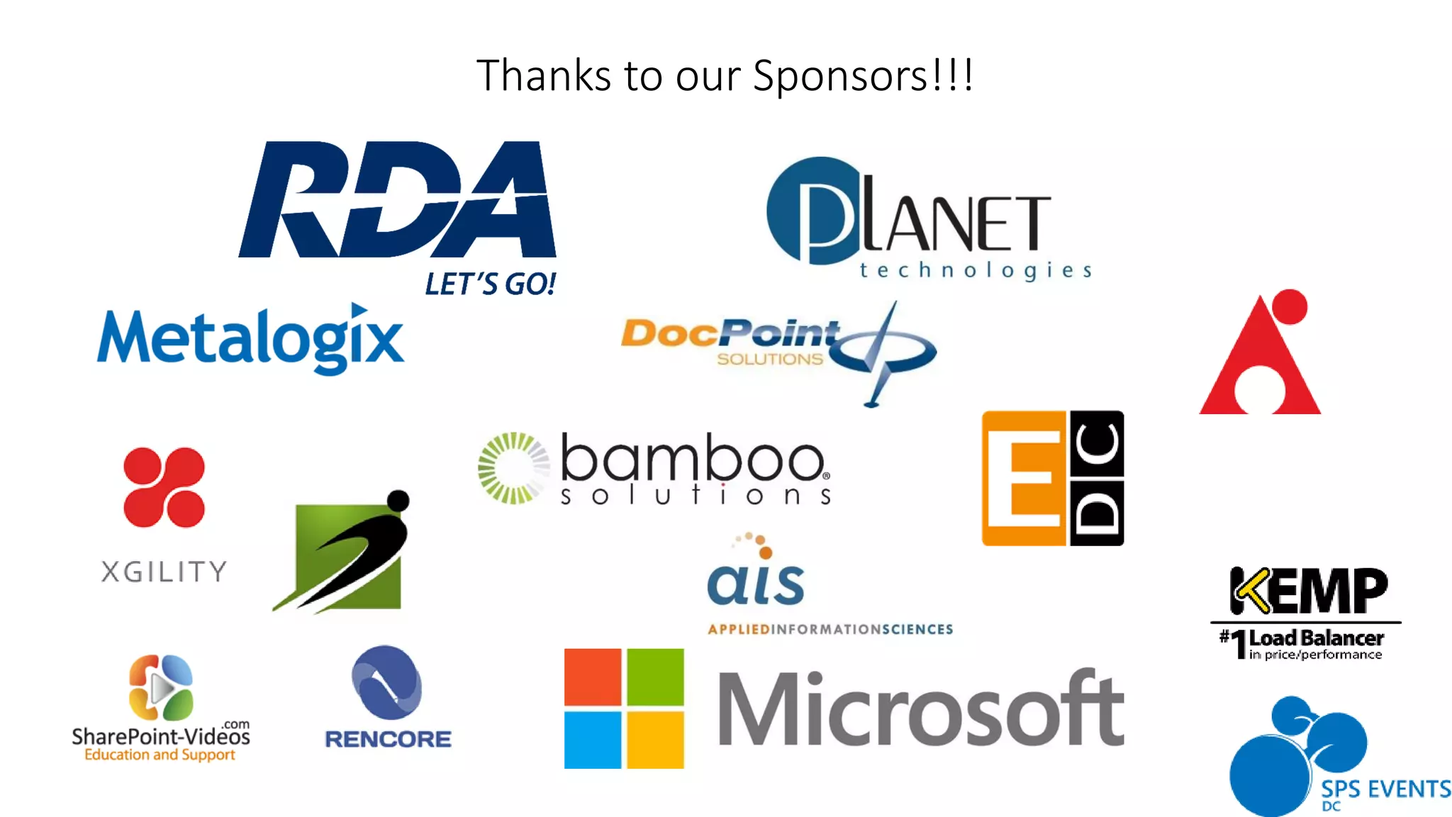 Thanks to our Sponsors!!!
 