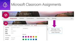 Manage class
information and
color themes
 