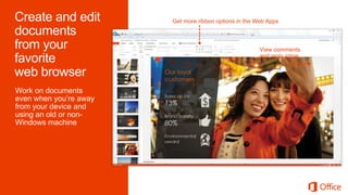 Work on documents
even when you’re away
from your device and
using an old or non-
Windows machine
 