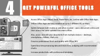 Access Office Apps (Word, Excel, PowerPoint, etc.) online with Office Web Apps.
Offline Office Apps are fully installed on...